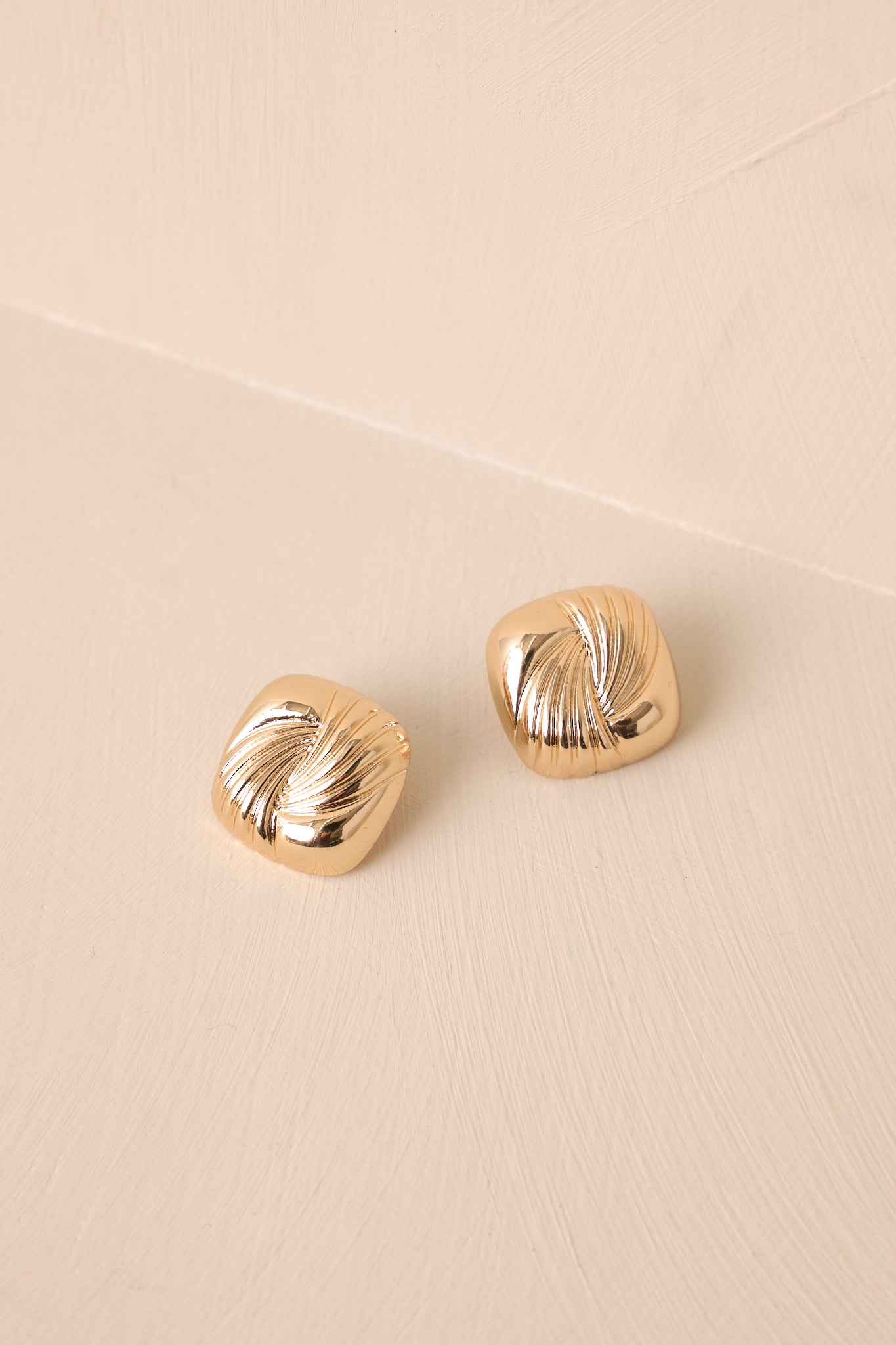 Quiet Skies Gold Textured Square Earrings