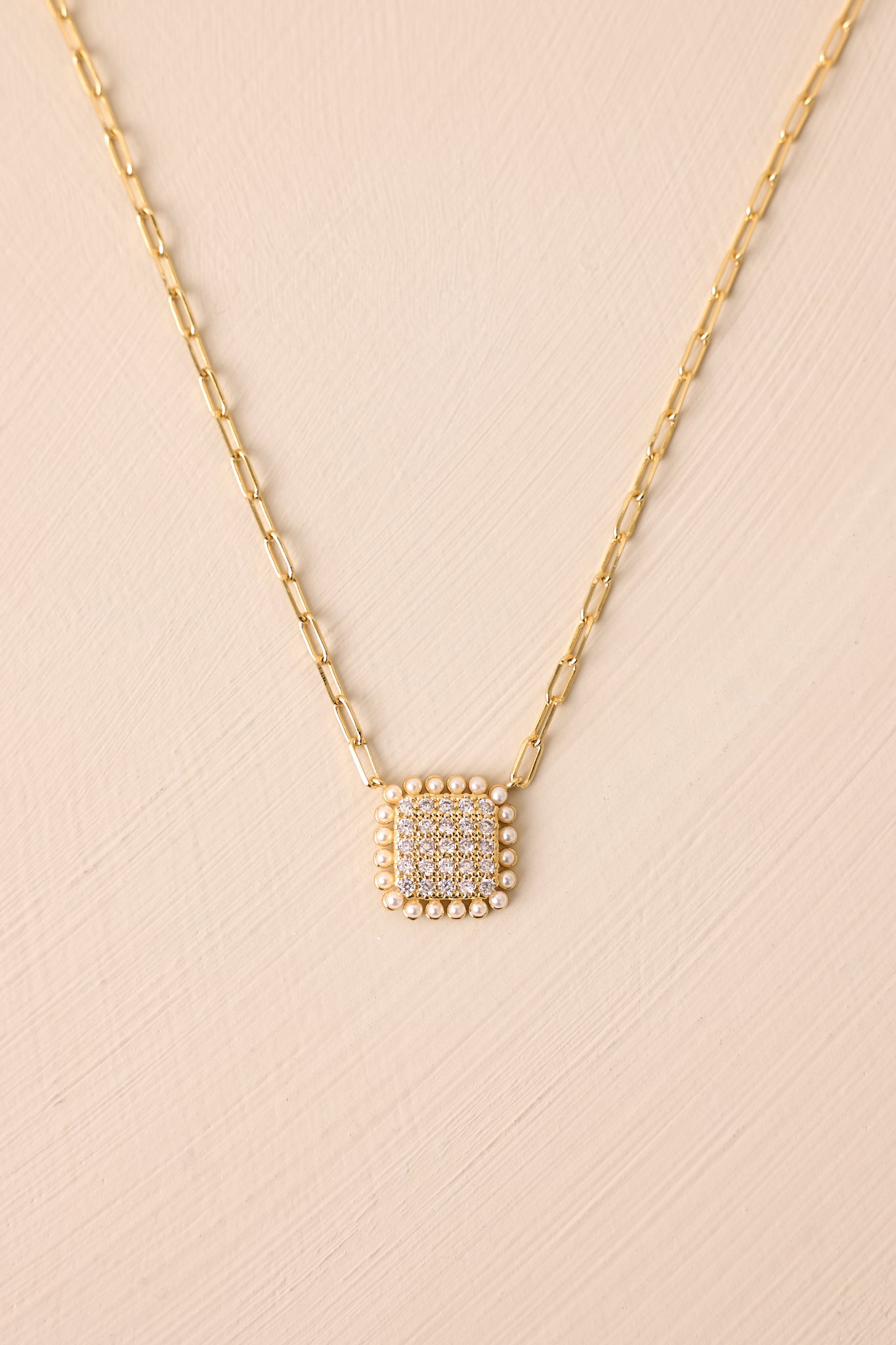 The Gentle Longing Gold & Rhinestone Pendant Necklace